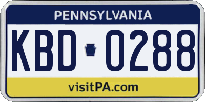 PA license plate KBD0288