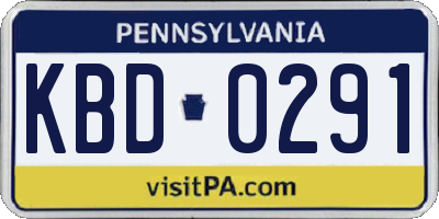 PA license plate KBD0291