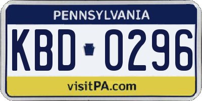 PA license plate KBD0296