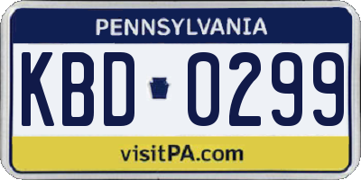 PA license plate KBD0299