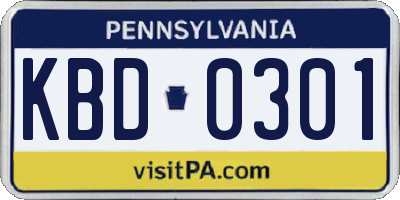 PA license plate KBD0301