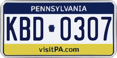 PA license plate KBD0307