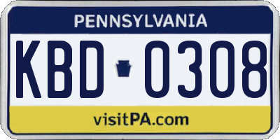 PA license plate KBD0308