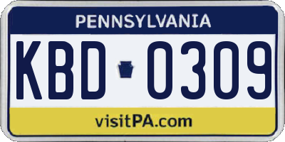 PA license plate KBD0309