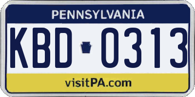PA license plate KBD0313