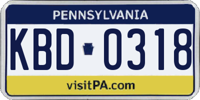 PA license plate KBD0318