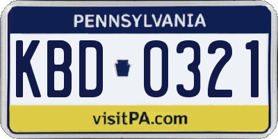 PA license plate KBD0321