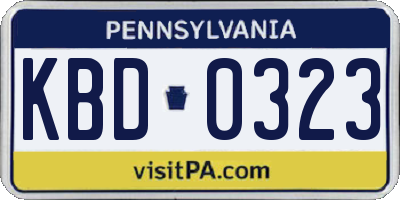 PA license plate KBD0323