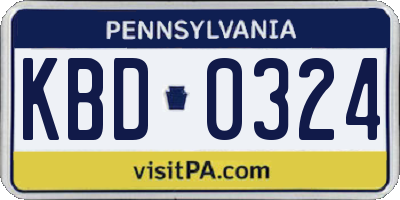 PA license plate KBD0324