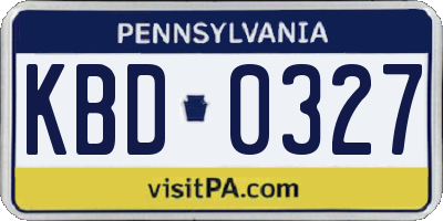 PA license plate KBD0327