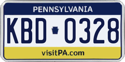 PA license plate KBD0328