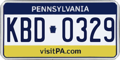 PA license plate KBD0329