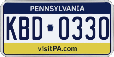 PA license plate KBD0330