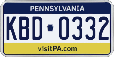 PA license plate KBD0332
