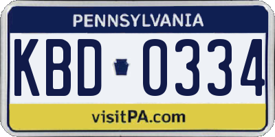 PA license plate KBD0334
