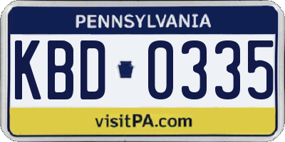 PA license plate KBD0335