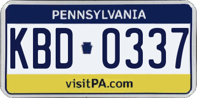 PA license plate KBD0337