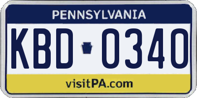PA license plate KBD0340