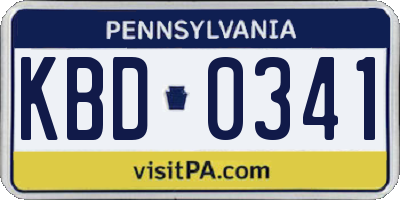 PA license plate KBD0341