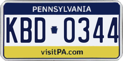 PA license plate KBD0344
