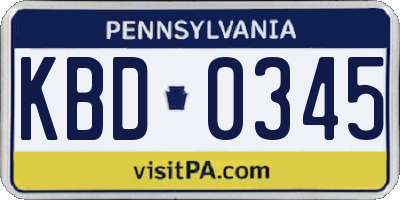 PA license plate KBD0345