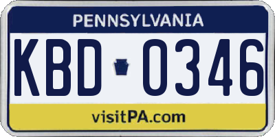 PA license plate KBD0346