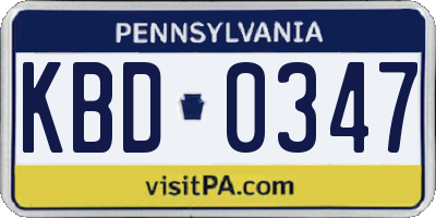 PA license plate KBD0347