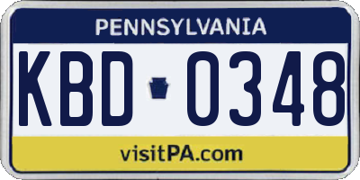 PA license plate KBD0348