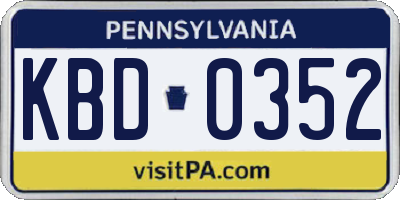 PA license plate KBD0352