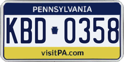 PA license plate KBD0358
