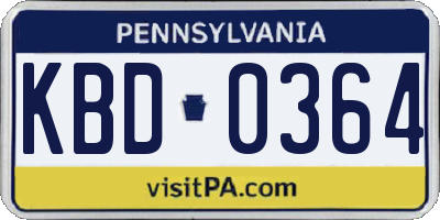PA license plate KBD0364