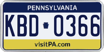PA license plate KBD0366
