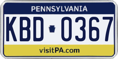 PA license plate KBD0367