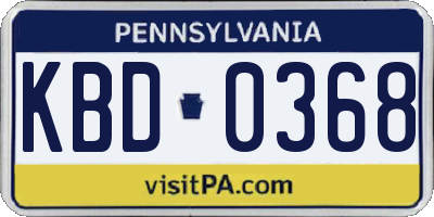 PA license plate KBD0368