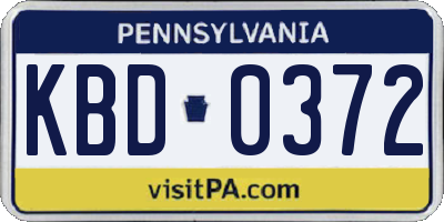 PA license plate KBD0372