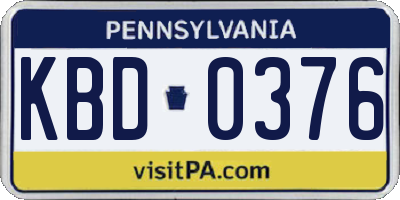 PA license plate KBD0376
