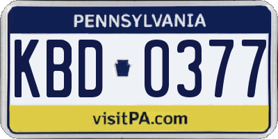 PA license plate KBD0377