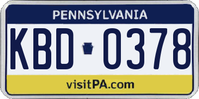 PA license plate KBD0378