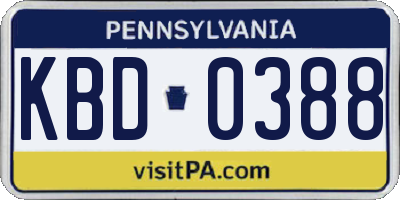 PA license plate KBD0388