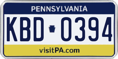 PA license plate KBD0394