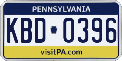 PA license plate KBD0396