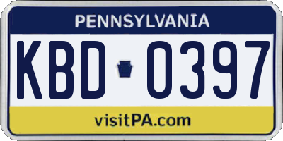 PA license plate KBD0397