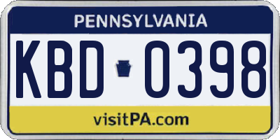PA license plate KBD0398
