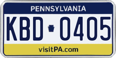 PA license plate KBD0405