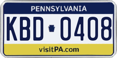 PA license plate KBD0408