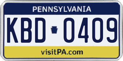 PA license plate KBD0409