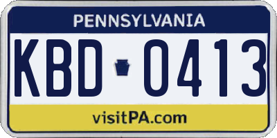 PA license plate KBD0413