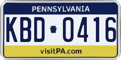 PA license plate KBD0416
