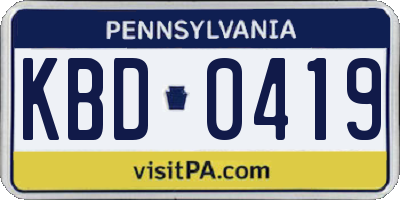 PA license plate KBD0419