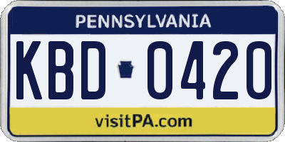 PA license plate KBD0420